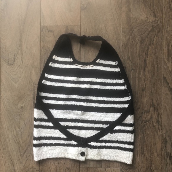 Bisou Bisou black and white striped halter top - Picture 3 of 4